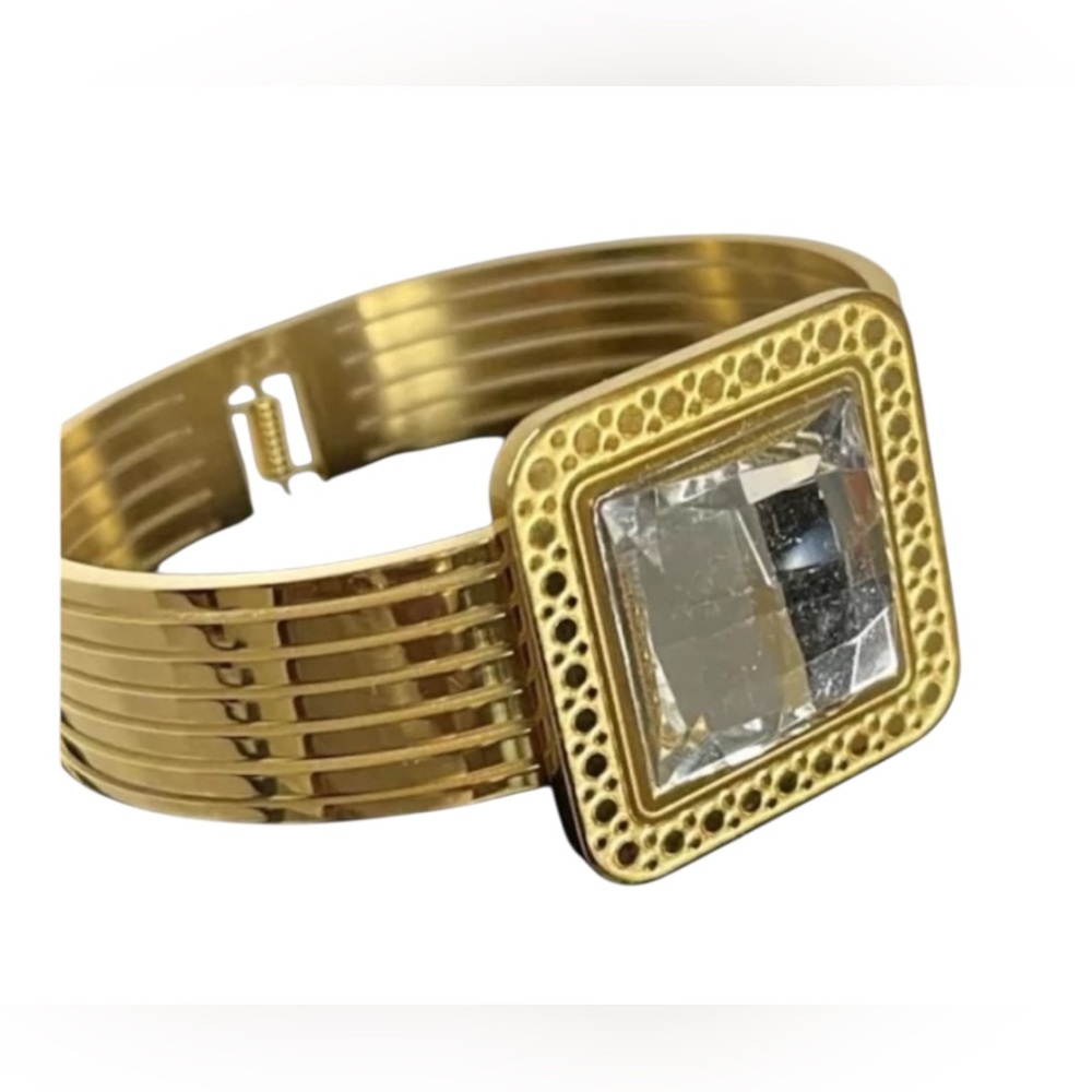 FASHION JEWELRY NECKLACE BRACELET EARRINGS SET WOMEN GOLD COLOR STAINLESS STEEL - Picture 5 of 8